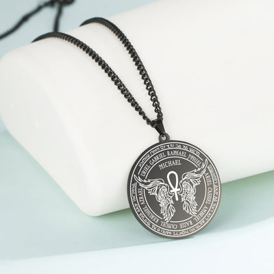 Silver Saint Michael Archangel Pendant Necklace