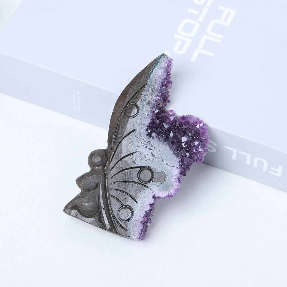 Amethyst Cluster Butterfly Decor