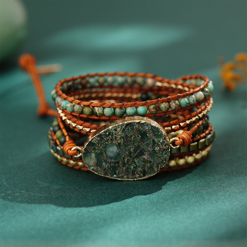 Moss Agate Gaia Wrap Bracelet