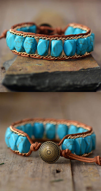 Outstanding Turquoise Leather Bracelet