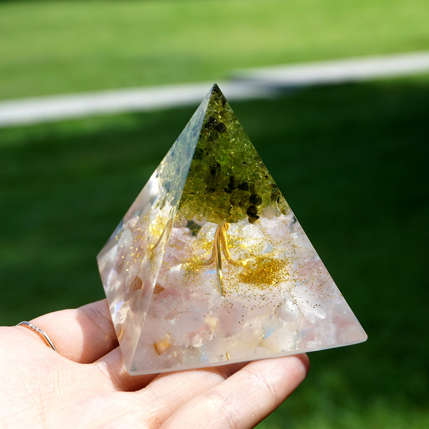 Prosperity Peridot Orgone Pyramid