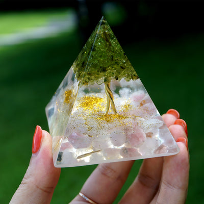 Prosperity Peridot Orgone Pyramid