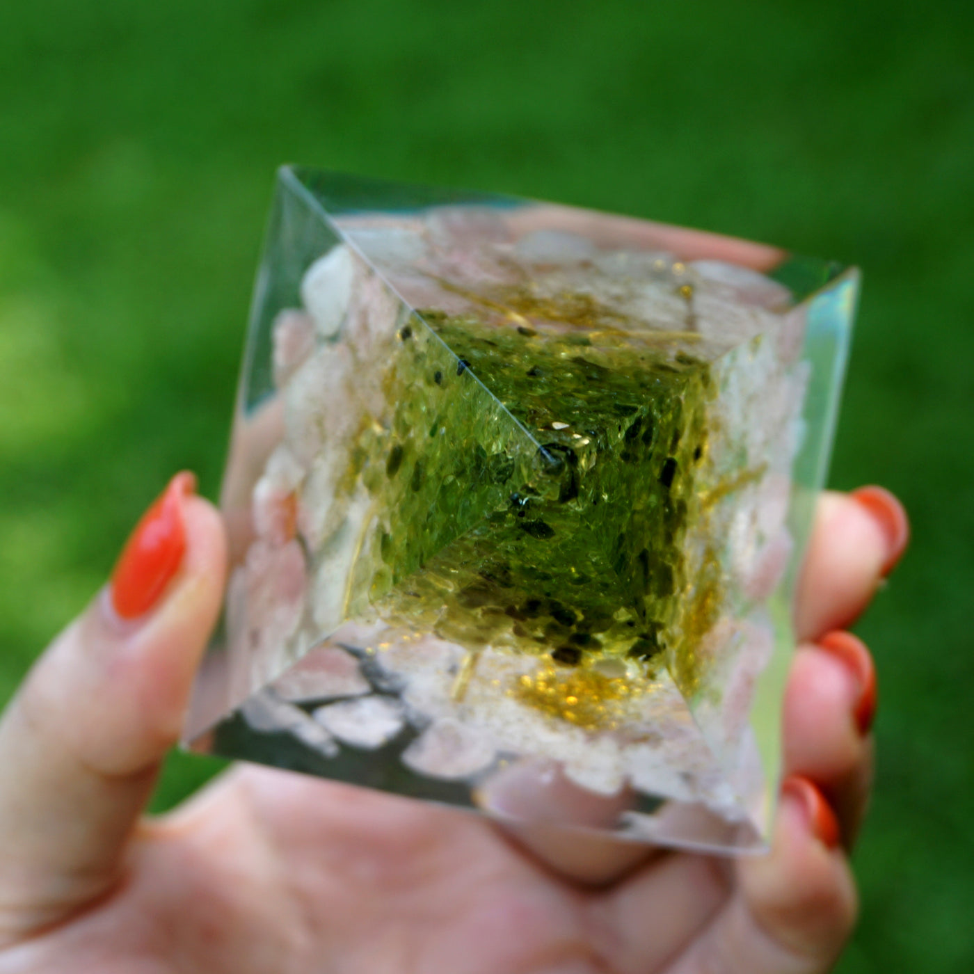 Prosperity Peridot Orgone Pyramid