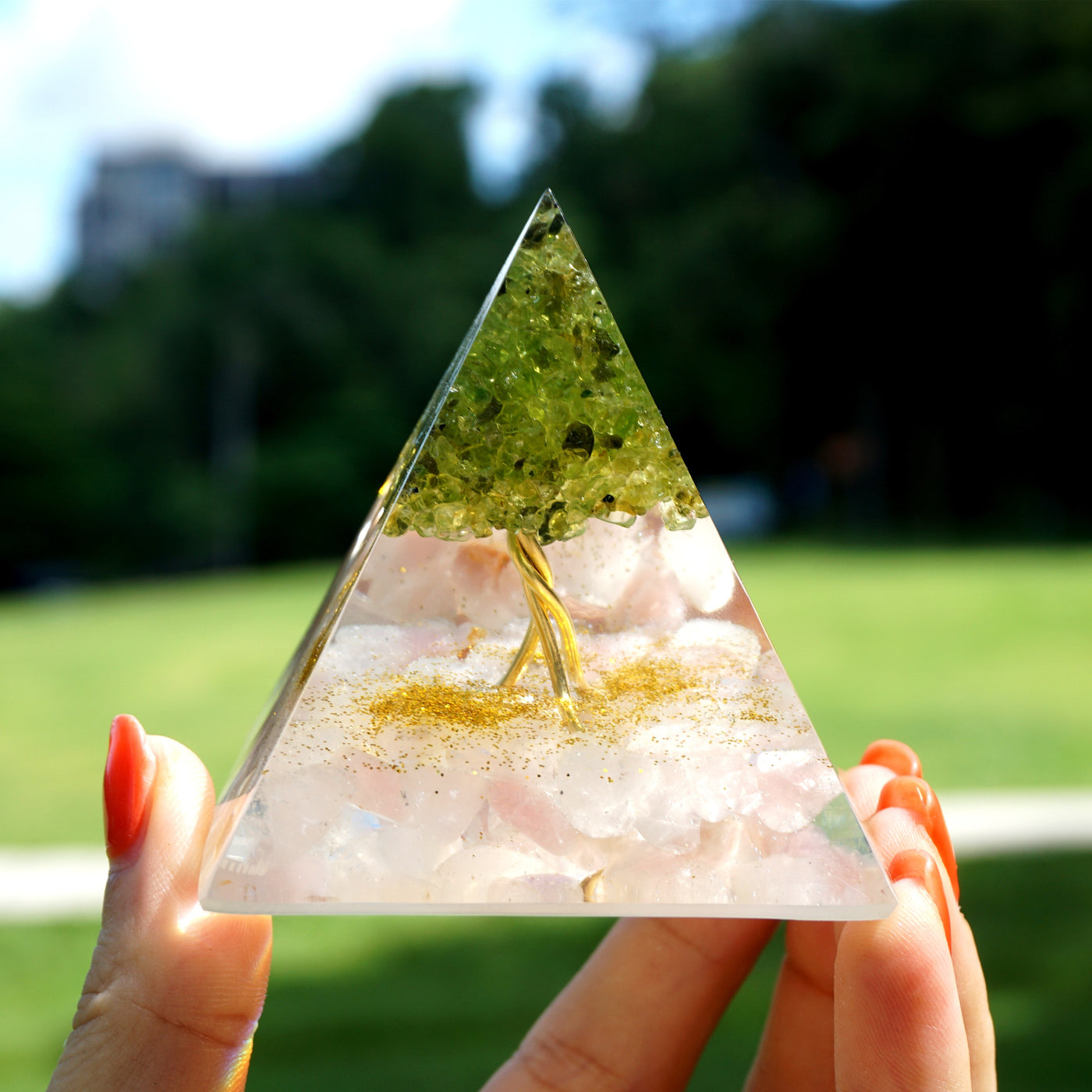 Prosperity Peridot Orgone Pyramid