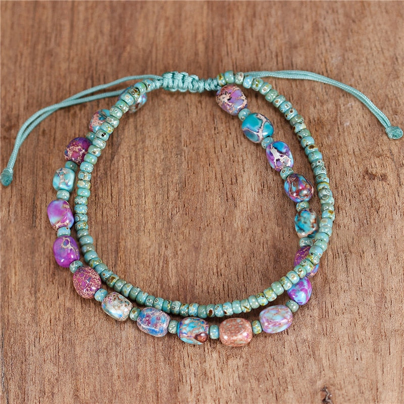 Bohemian Jasper Beaded Bracelet Set