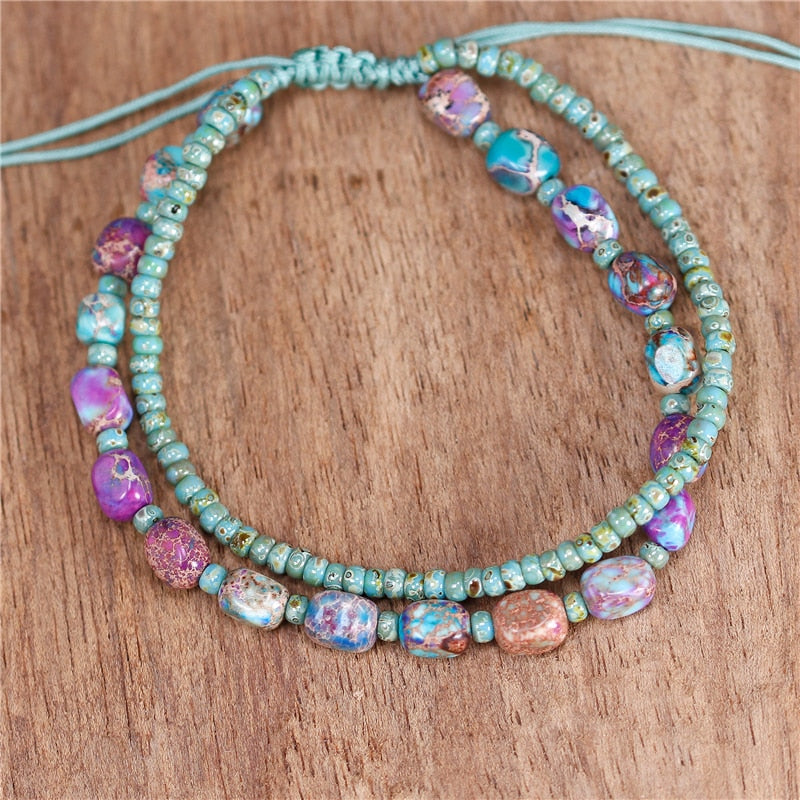 Bohemian Jasper Beaded Bracelet Set