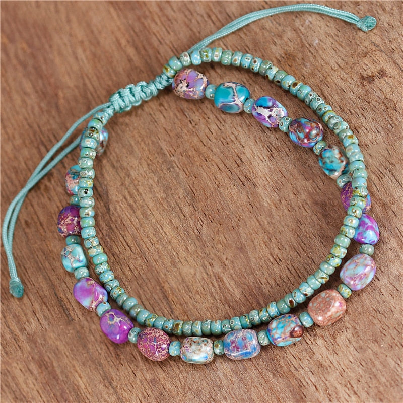 Bohemian Jasper Beaded Bracelet Set