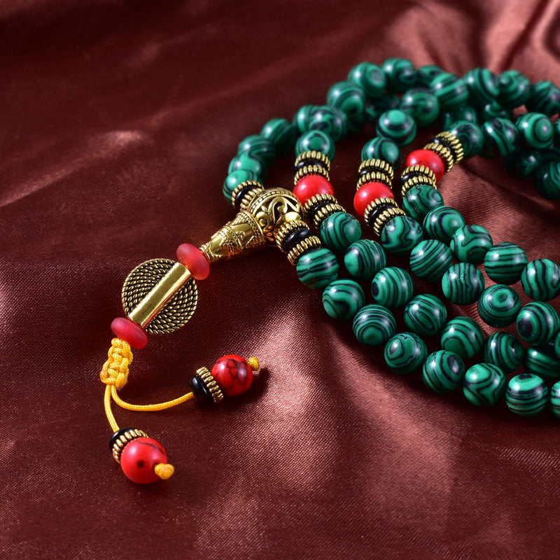 Malachite Sacred Heart 108 Mala