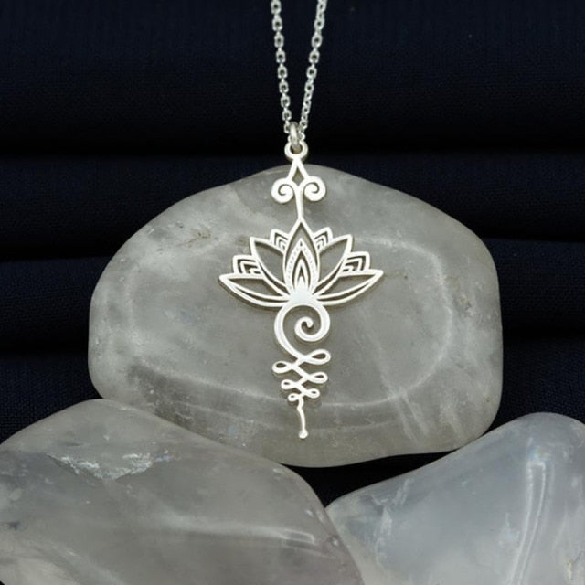 Power Flower Lotus Pendant Necklace