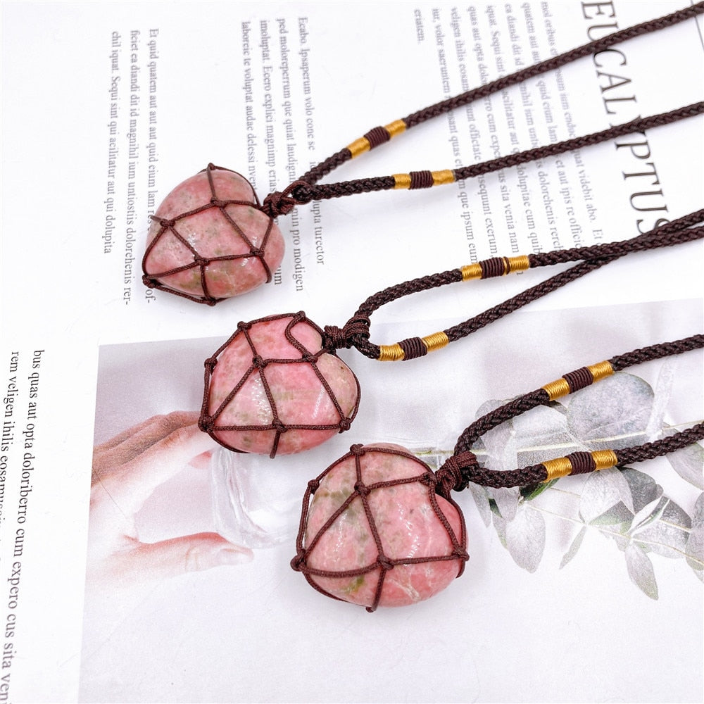 Healing Heart Rhodonite Necklace