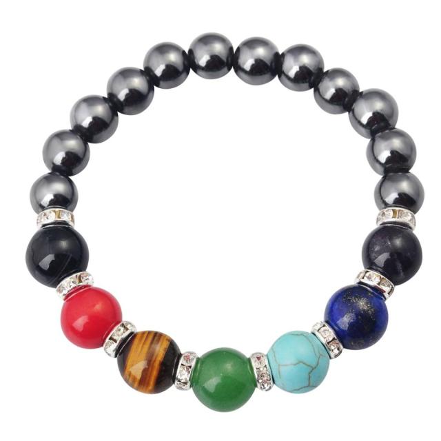 Natural Hematite 7 Chakra Stones Bracelet