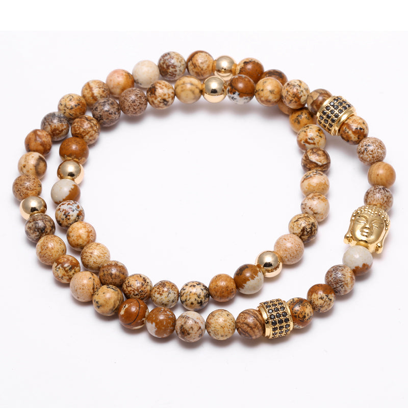 Grounding Stone Buddha Double Wrap Bracelet