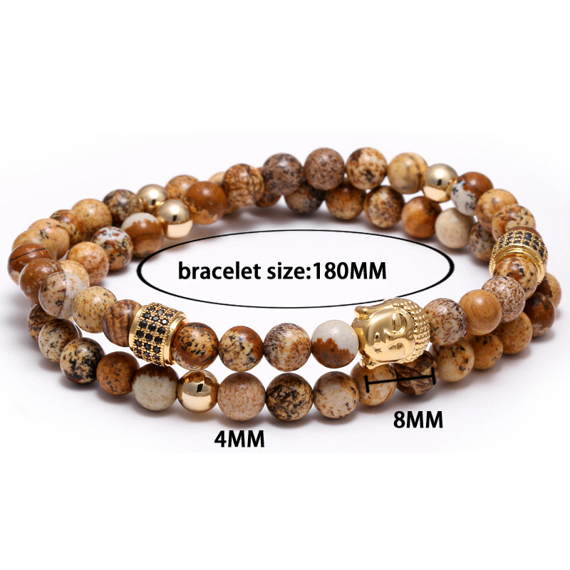 Grounding Stone Buddha Double Wrap Bracelet