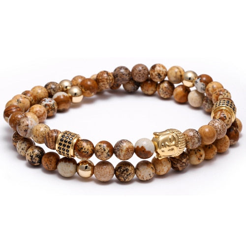 Grounding Stone Buddha Double Wrap Bracelet