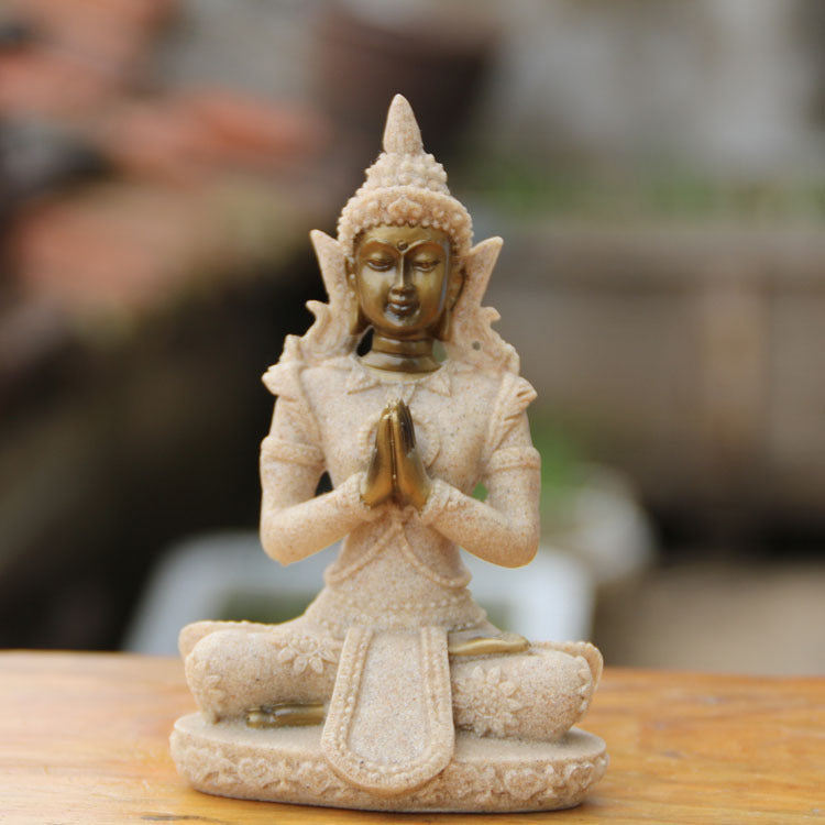 Natural Sandstone Buddha Miniature Statue