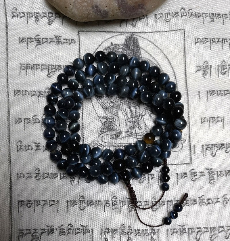 Genuine Blue Tiger Eye 108 Mala