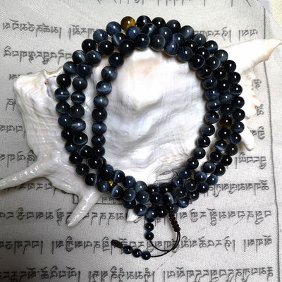 Genuine Blue Tiger Eye 108 Mala