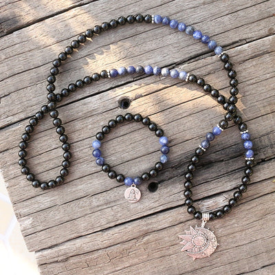 Sodalite and Black Onyx Mala Set