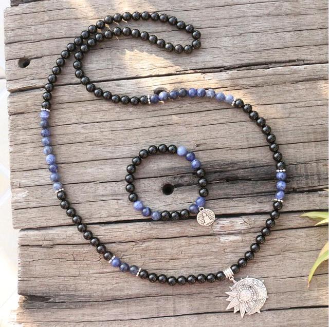 Sodalite and Black Onyx Mala Set