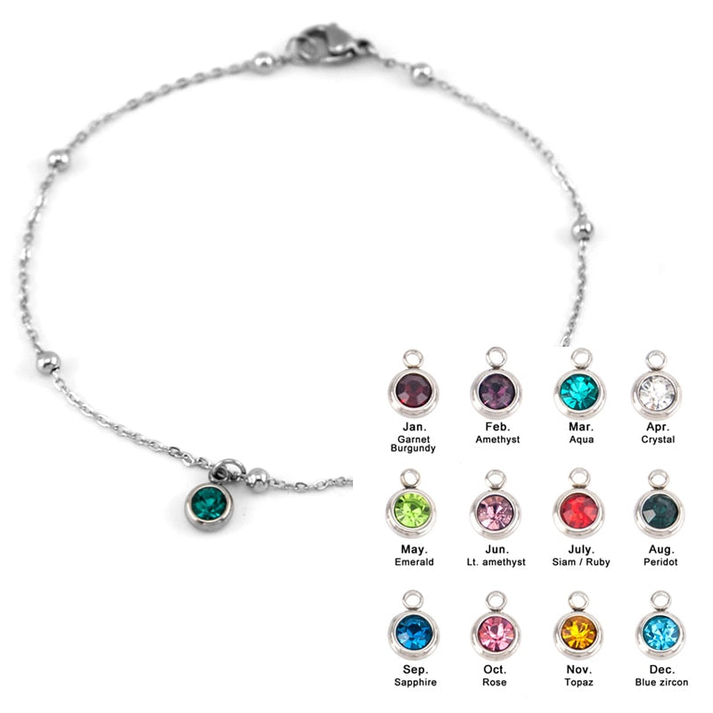 Lucky Birthstone Cable Chain Bracelet