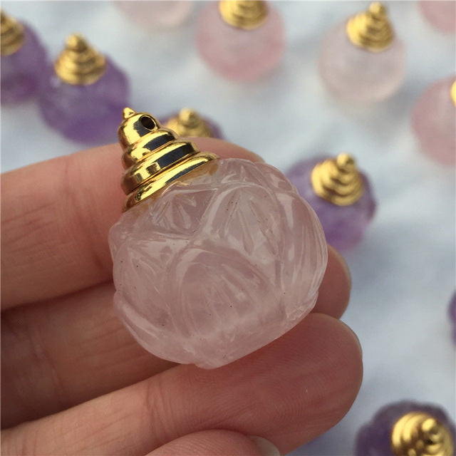 Crystal Lotus Essential Oil Bottle Pendant