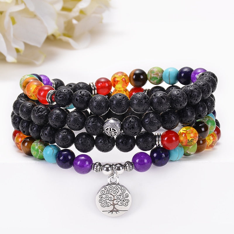 7 Treasure Lava Stone Mala