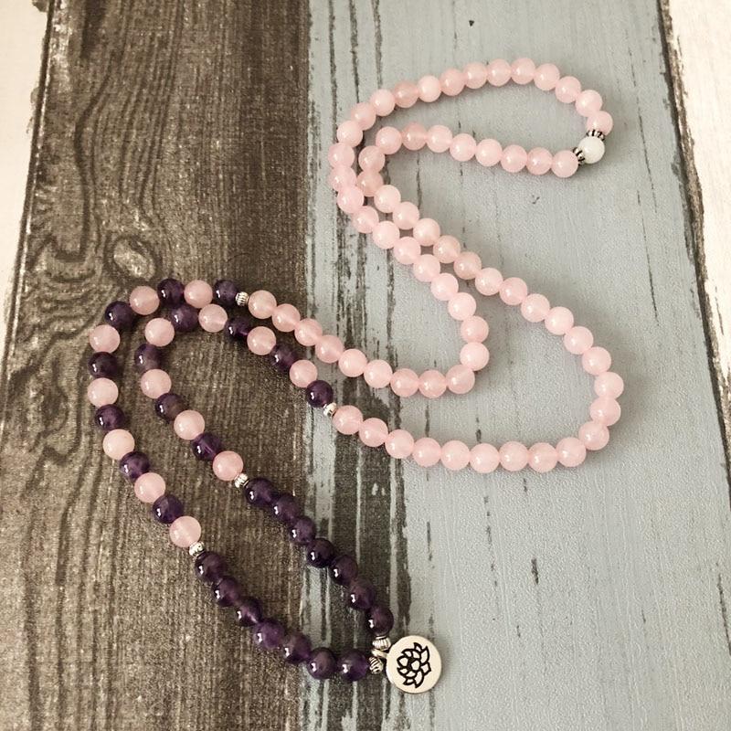 Rose Quartz Amethyst 108 Mala Bracelet Mala