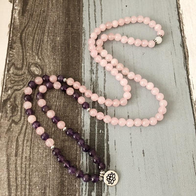 Rose Quartz Amethyst 108 Mala Bracelet Mala