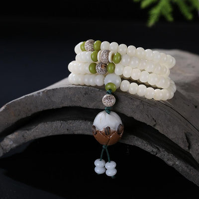 ROXY Hand Carved Lotus Bodhi Seed 108 Mala Mala