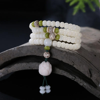 ROXY Hand Carved Lotus Bodhi Seed 108 Mala Mala