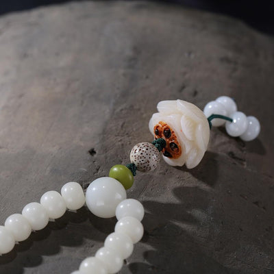 ROXY Hand Carved Lotus Bodhi Seed 108 Mala Mala