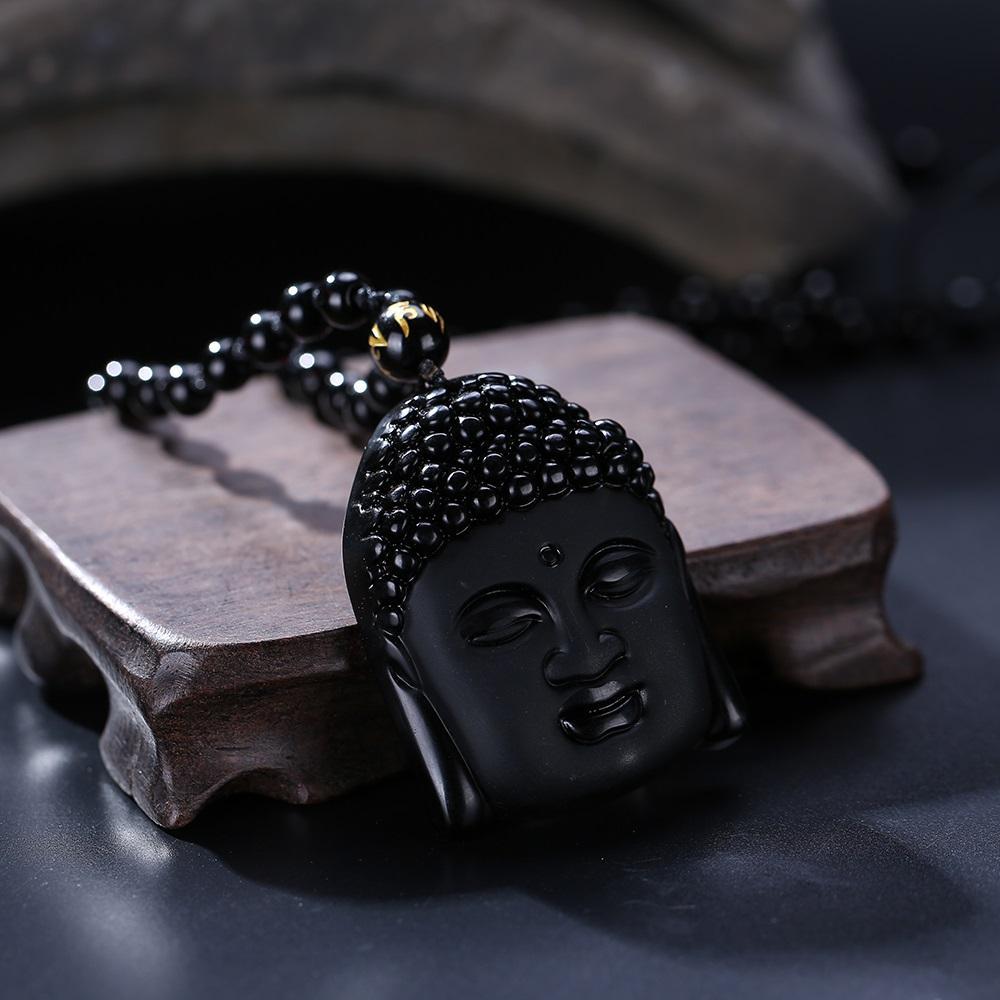 ROXY Obsidian Gautama Buddha Pendant Necklace Necklace