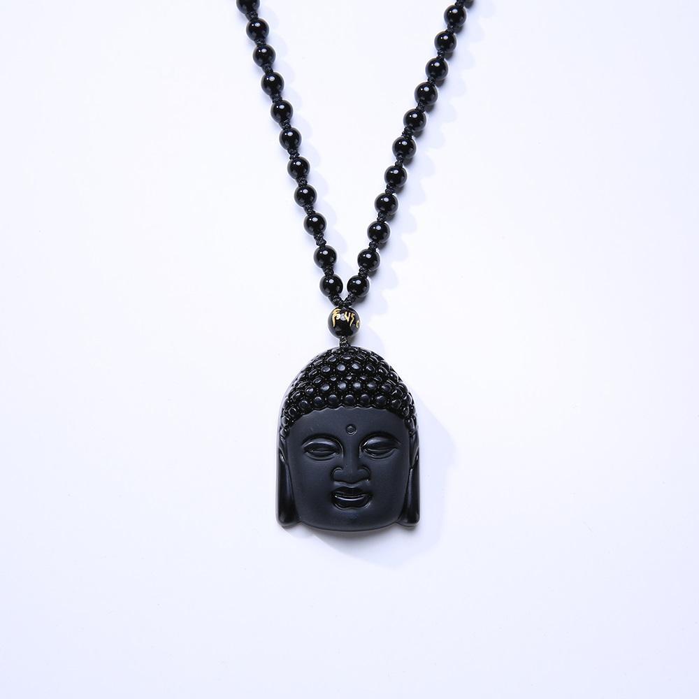 ROXY Obsidian Gautama Buddha Pendant Necklace Necklace