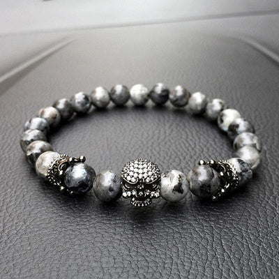 Royal Skull Natural Labradorite Stone Beads Bracelet Bracelet