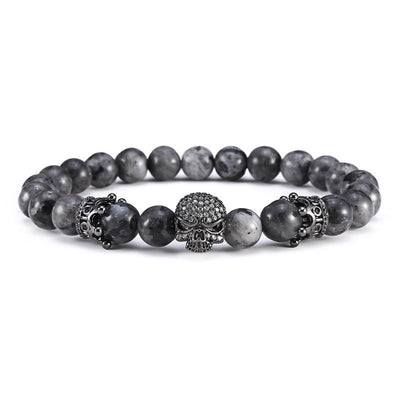 Royal Skull Natural Labradorite Stone Beads Bracelet Bracelet