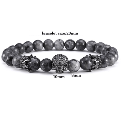 Royal Skull Natural Labradorite Stone Beads Bracelet Bracelet