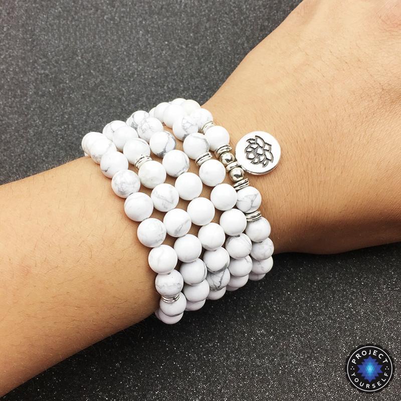 Soothing Howlite 108 Mala Wrap Bracelet Mala