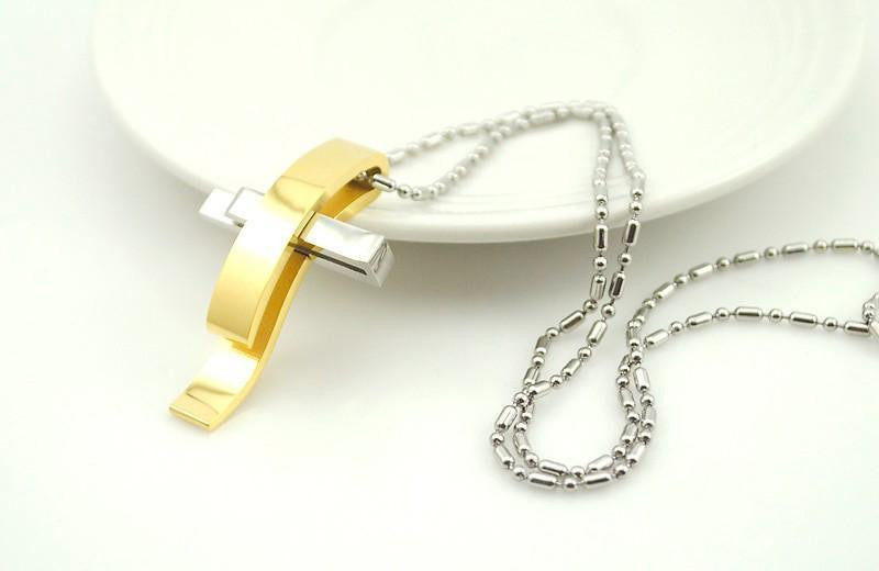 Stainless Steel Abstract Cross Pendant Necklace