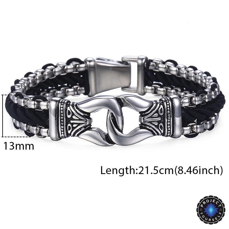 Stainless Steel Aztec Leather Woven Bracelet Bracelet