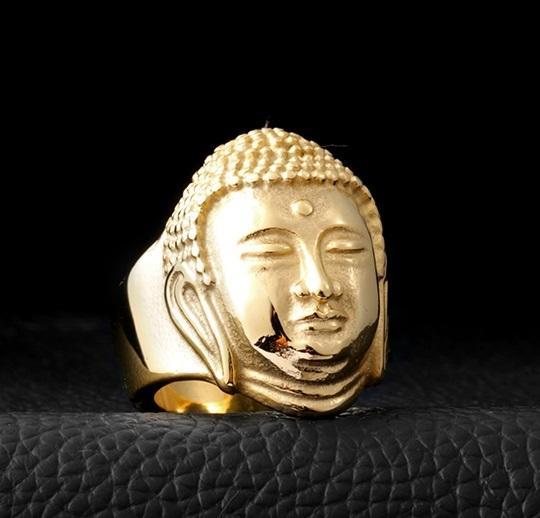 Stainless Steel Buddha Head Ring Rings