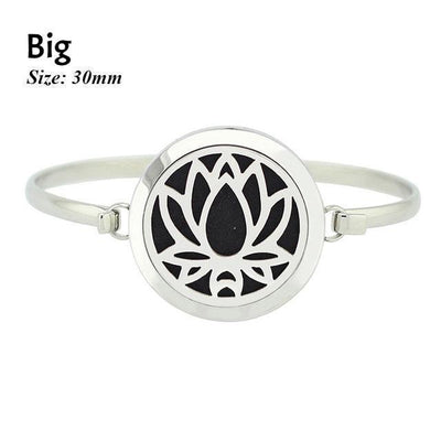 Stainless Steel Essential Oil Aromatherapy Bangle Lotus Big Bracelet