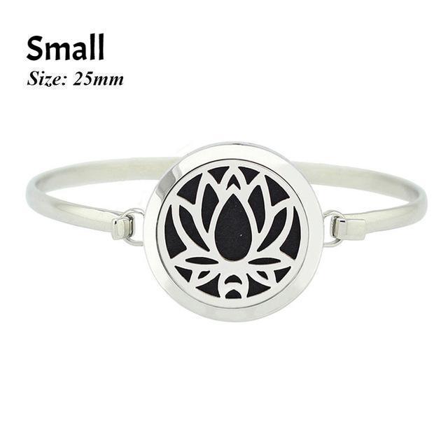 Stainless Steel Essential Oil Aromatherapy Bangle Lotus Small Bracelet