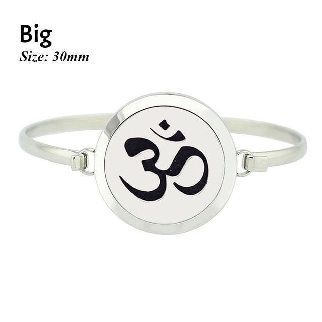 Stainless Steel Essential Oil Aromatherapy Bangle Om Big Bracelet