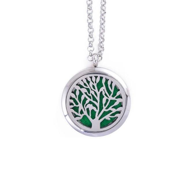 Stainless Steel Essential Oil Diffuser Locket Necklace for Aromatherapy Tree of Life Diffuser Locket Necklace