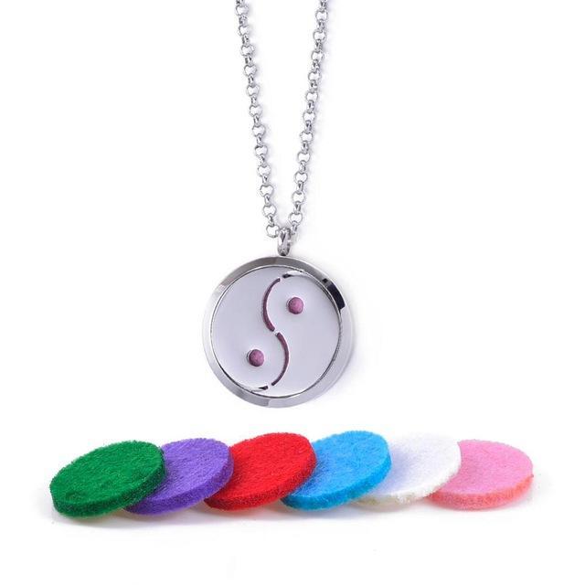 Stainless Steel Essential Oil Diffuser Locket Necklace for Aromatherapy Yin Yang Diffuser Locket Necklace