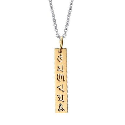 Stainless Steel Mantra Pendant Necklace Gold Necklace
