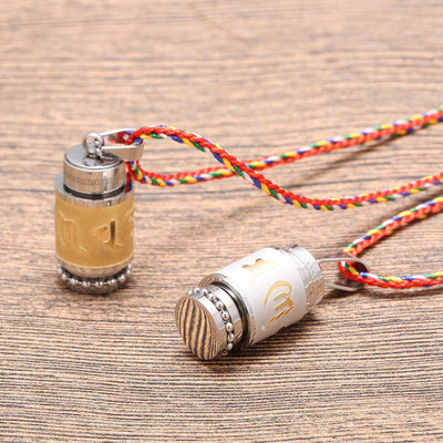 Stainless Steel Prayer Wheel Mantra Necklace Necklace