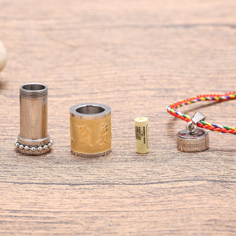 Stainless Steel Prayer Wheel Mantra Necklace Necklace