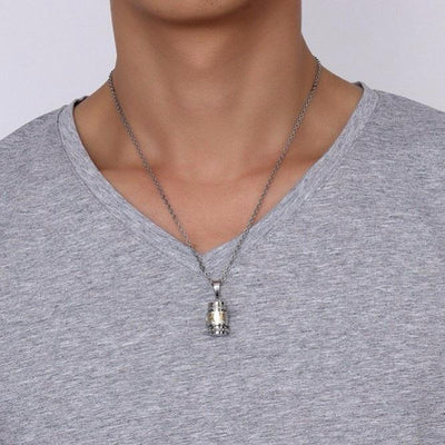 Stainless Steel Prayer Wheel Mantra Necklace Necklace