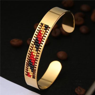 Stainless Steel Seed Beads Open Boho Bangle Style 13 Bracelet